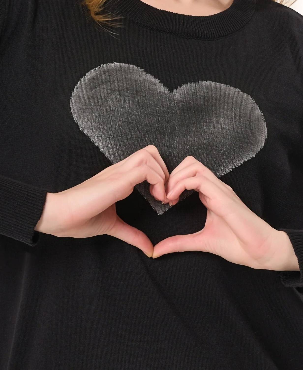 Angel Apparel Heart Knit Top in black - women's top - detail view