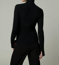 Joe's Jeans Palmer Turtleneck Top in black - women's long sleeve top - detail view