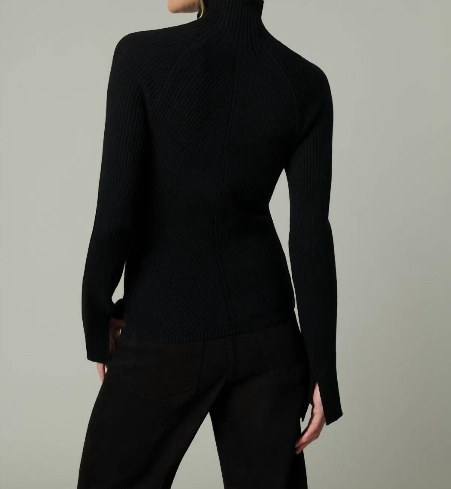 Joe's Jeans Palmer Turtleneck Top in black - women's long sleeve top - detail view