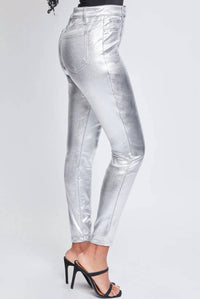 Ymi - High Rise Metallic Skinny Jeans