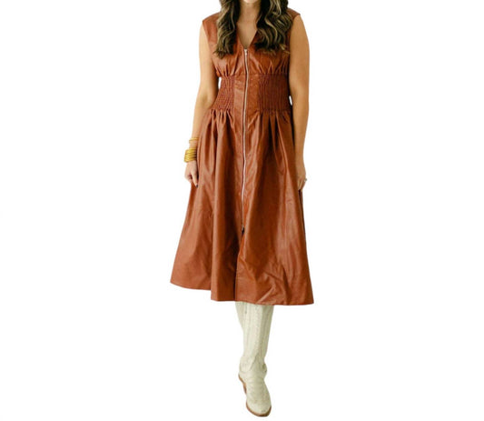 Aureum - Vegan Leather Smocked Dress