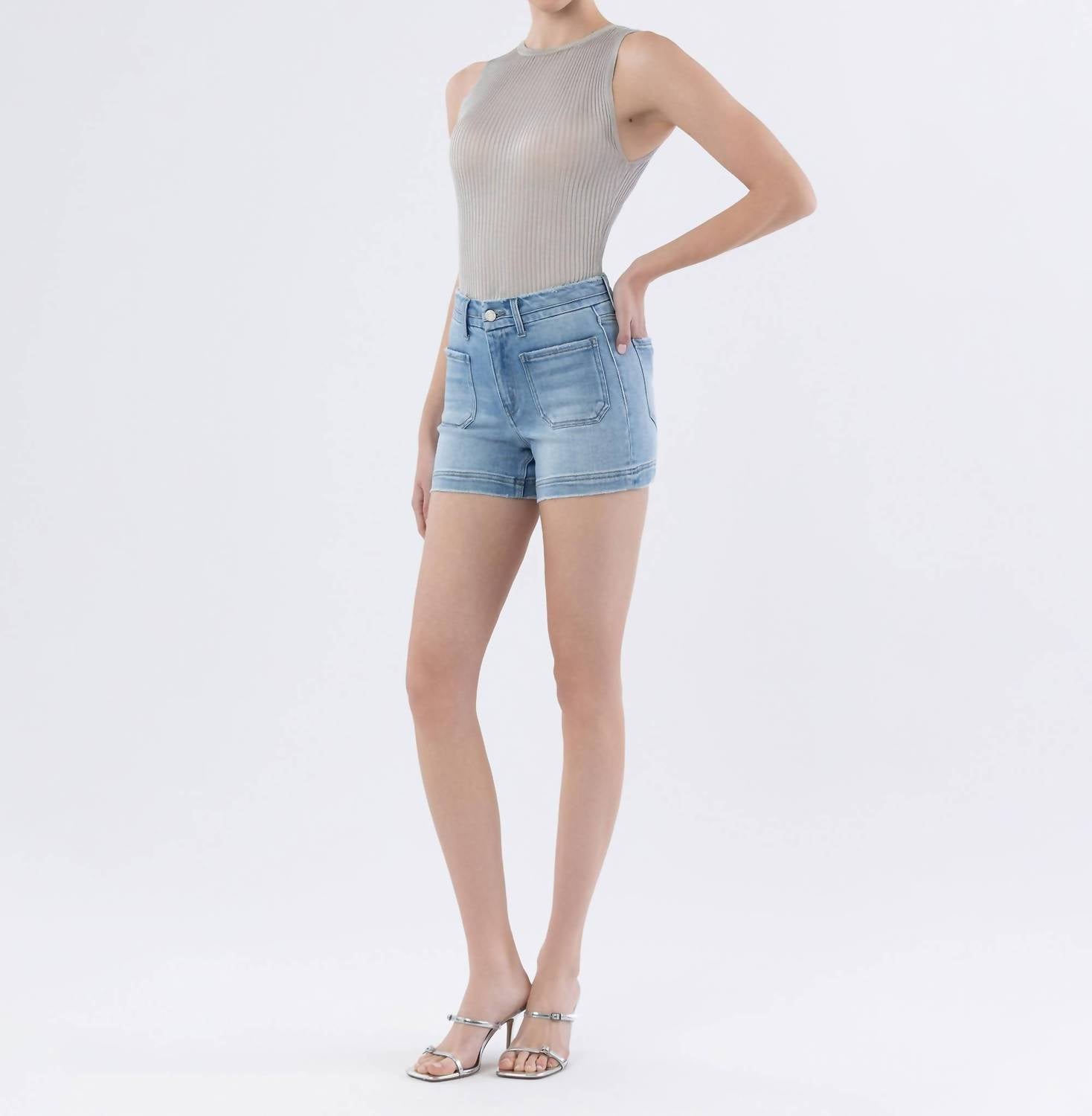 Vervet By Flying Monkey - High Rise Shorts With Patch Pockets