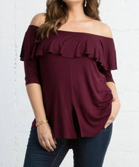 Kiyonna - Kelsey Off Shoulder Flounce Top