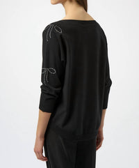 Joseph Ribkoff - Jewel Embellished Boat Neck Pullover Top