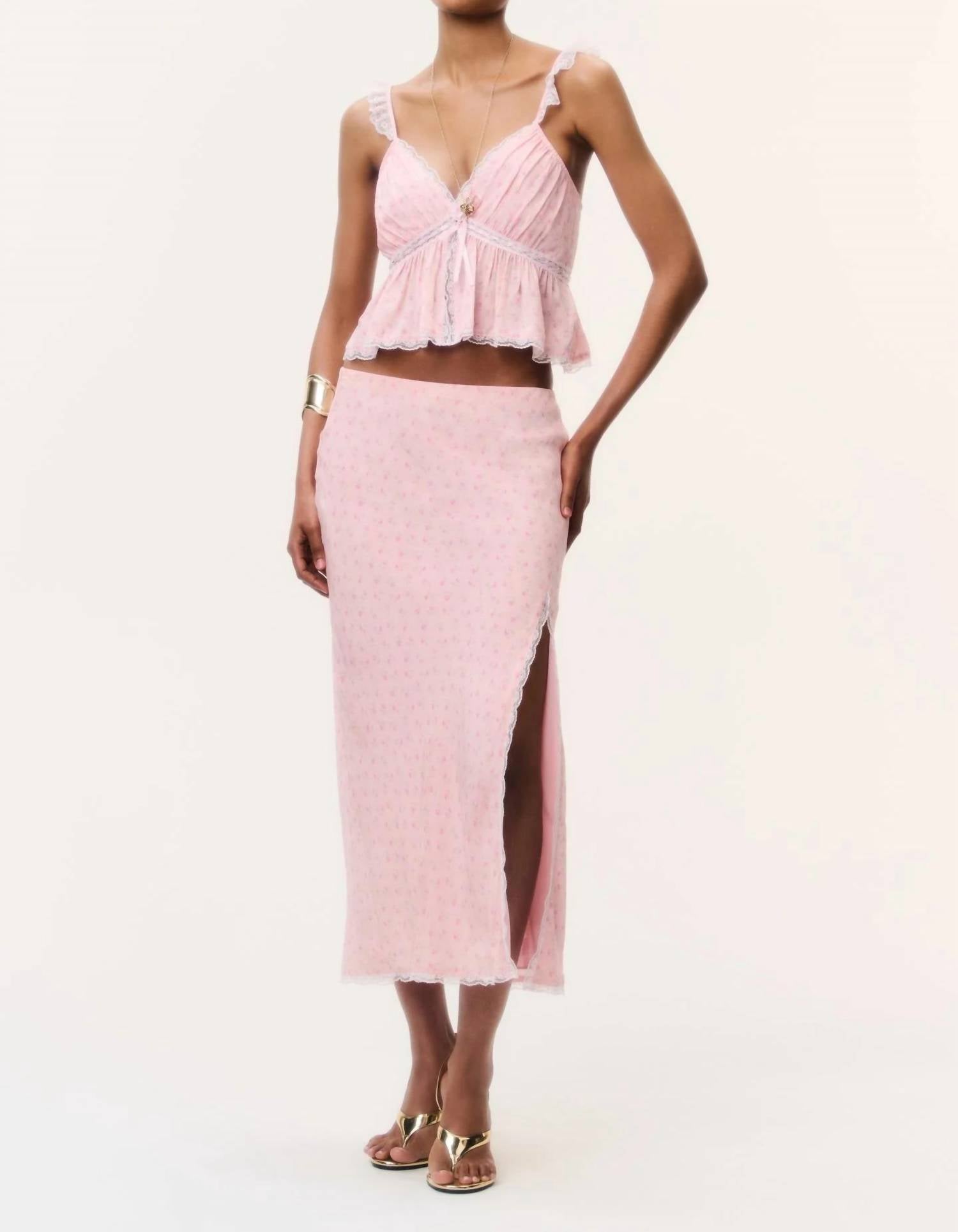 Loveshackfancy - Silvia Floral Crepe Midi Skirt