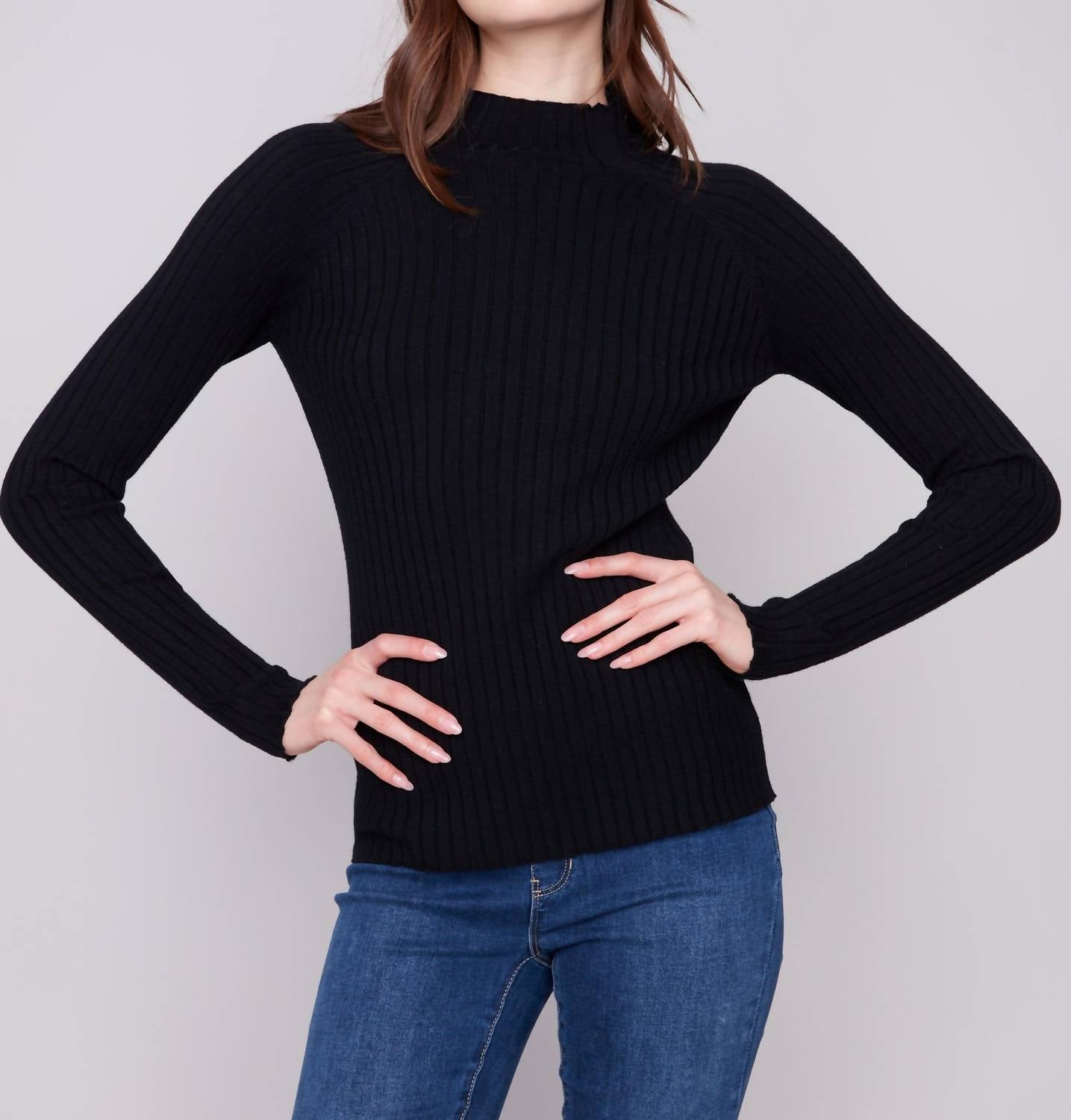 Charlie B - Ribbed Mock Neck Sweater