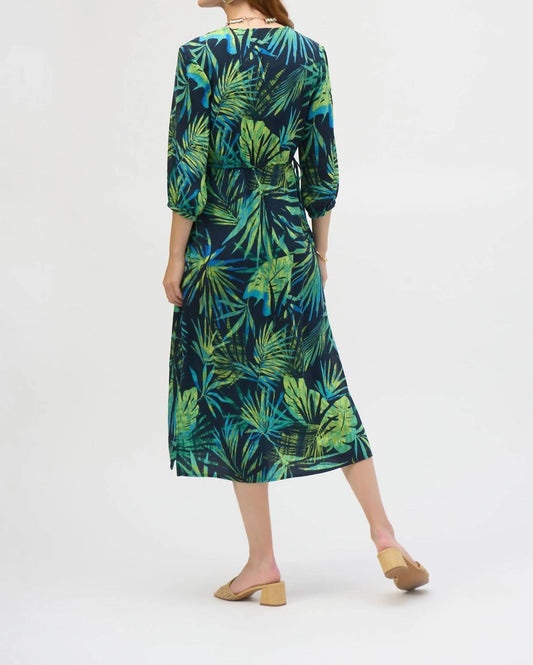 Joseph Ribkoff - Tropical Print V-neck Midi Dress