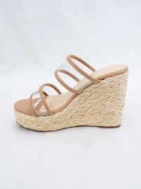 Let'S See Style - Women's Rita Raffia Clear Two Strap Wedge Sandals
