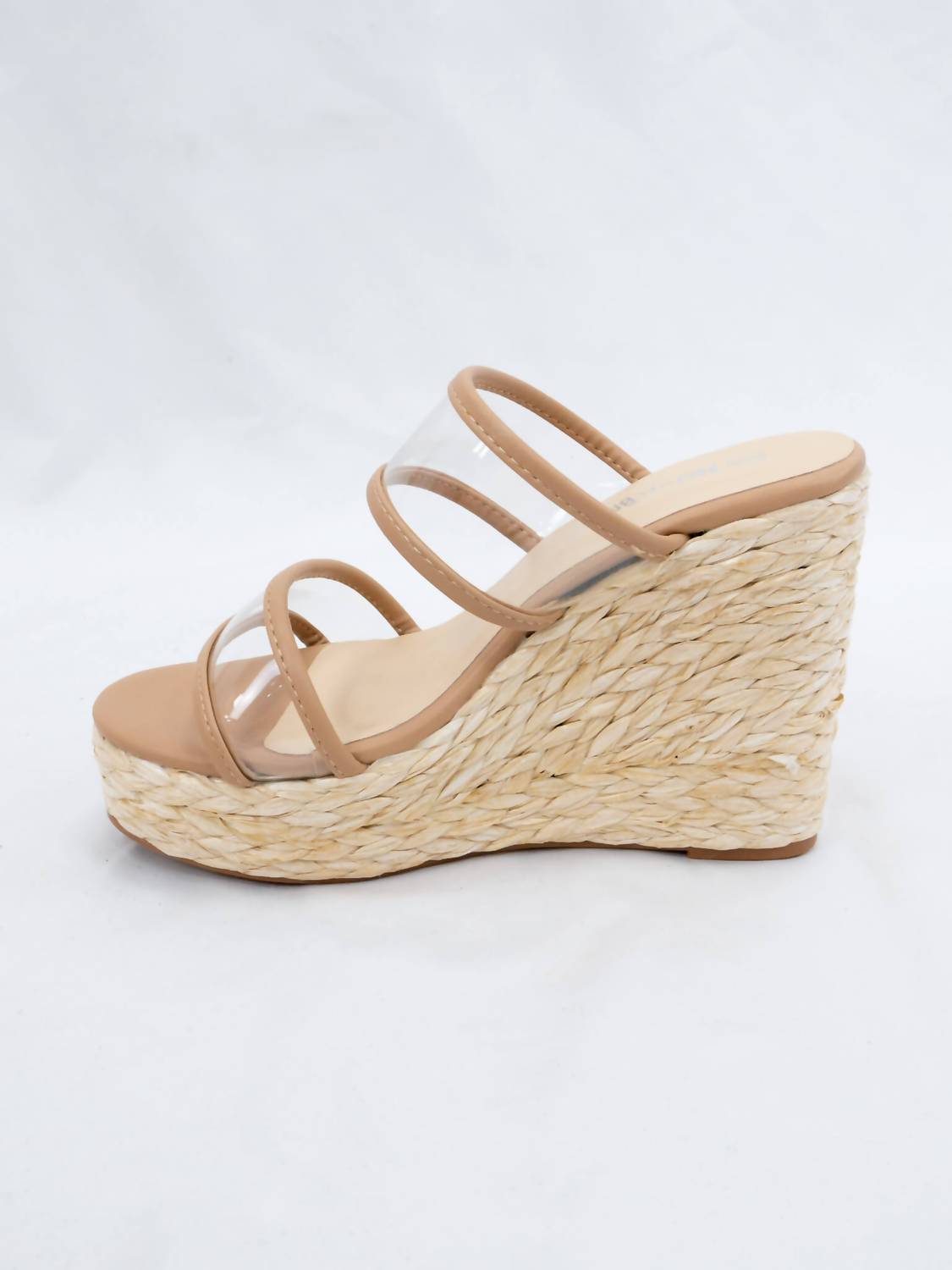 Let'S See Style - Women's Rita Raffia Clear Two Strap Wedge Sandals