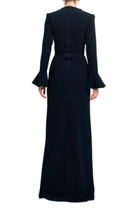 Jovani - Crepe Side Slit Column Silhouette Gown