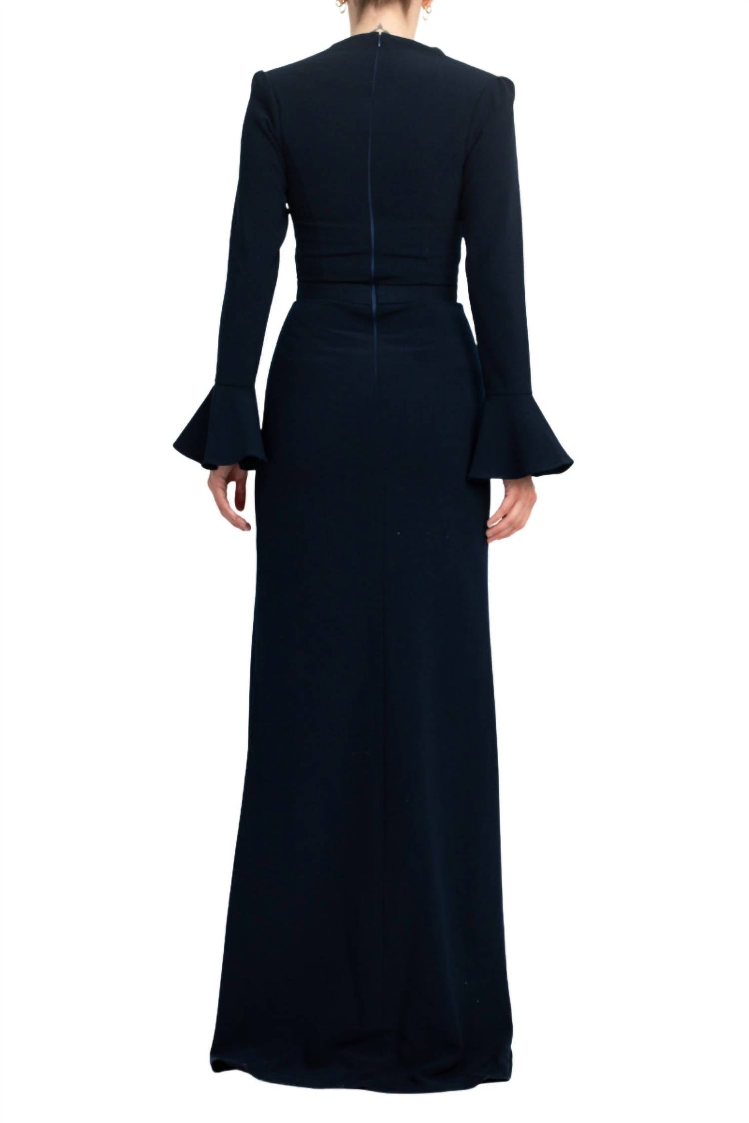 Jovani - Crepe Side Slit Column Silhouette Gown