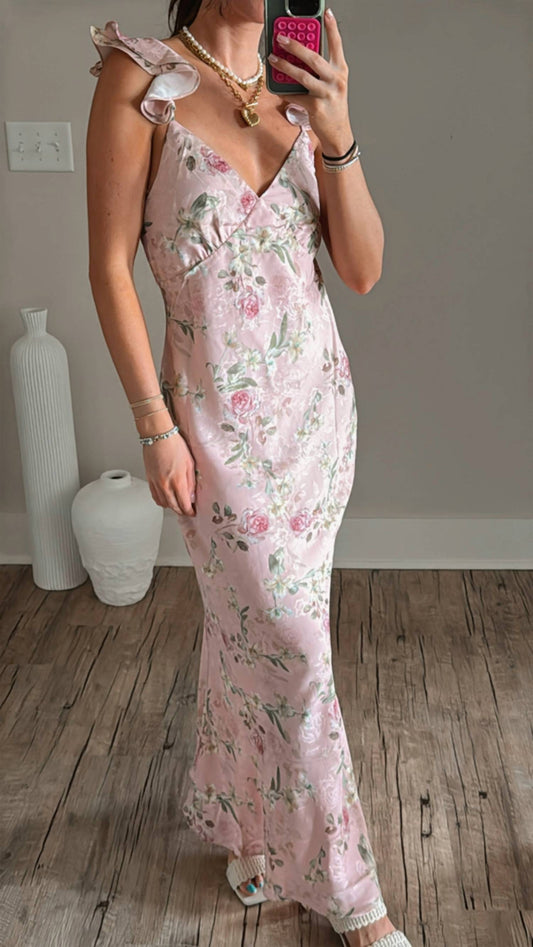 Dress Forum - Satin V Neck Maxi Dress