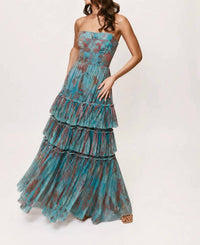 Hutch - Isabella Romantic Vining Painted Floral Tulle Gown