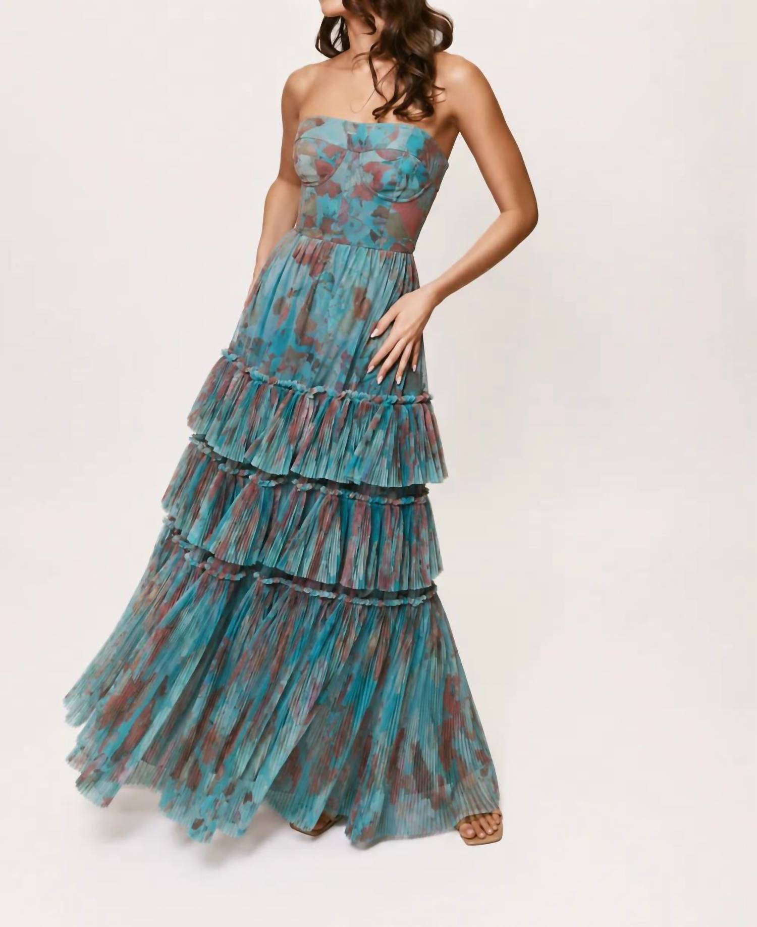 Hutch - Isabella Romantic Vining Painted Floral Tulle Gown
