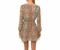 Misa Los Angeles Barocco Floral Print Dress in green orange - women's dress - detail view