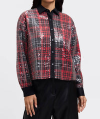 Foxcroft - Marina Sequined Long Sleeve Short Shirt