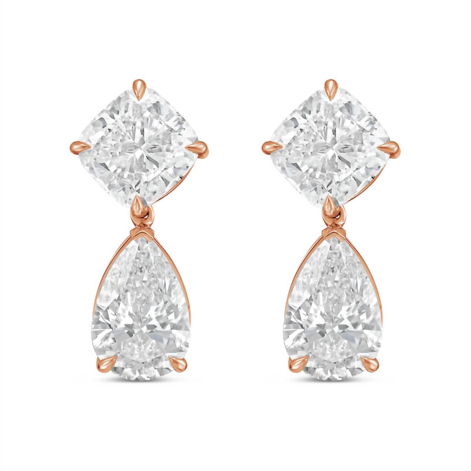 Diana M Jewels - Women's Cushion & Pear Lab-grown Diamond Stud Earrings (8.00 Tcw) - Elegant Plus