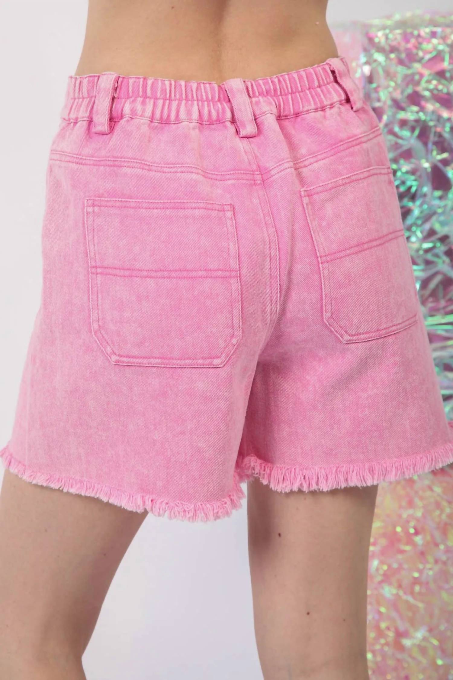 Very J - Women's Washed Raw Hem Denim Shorts