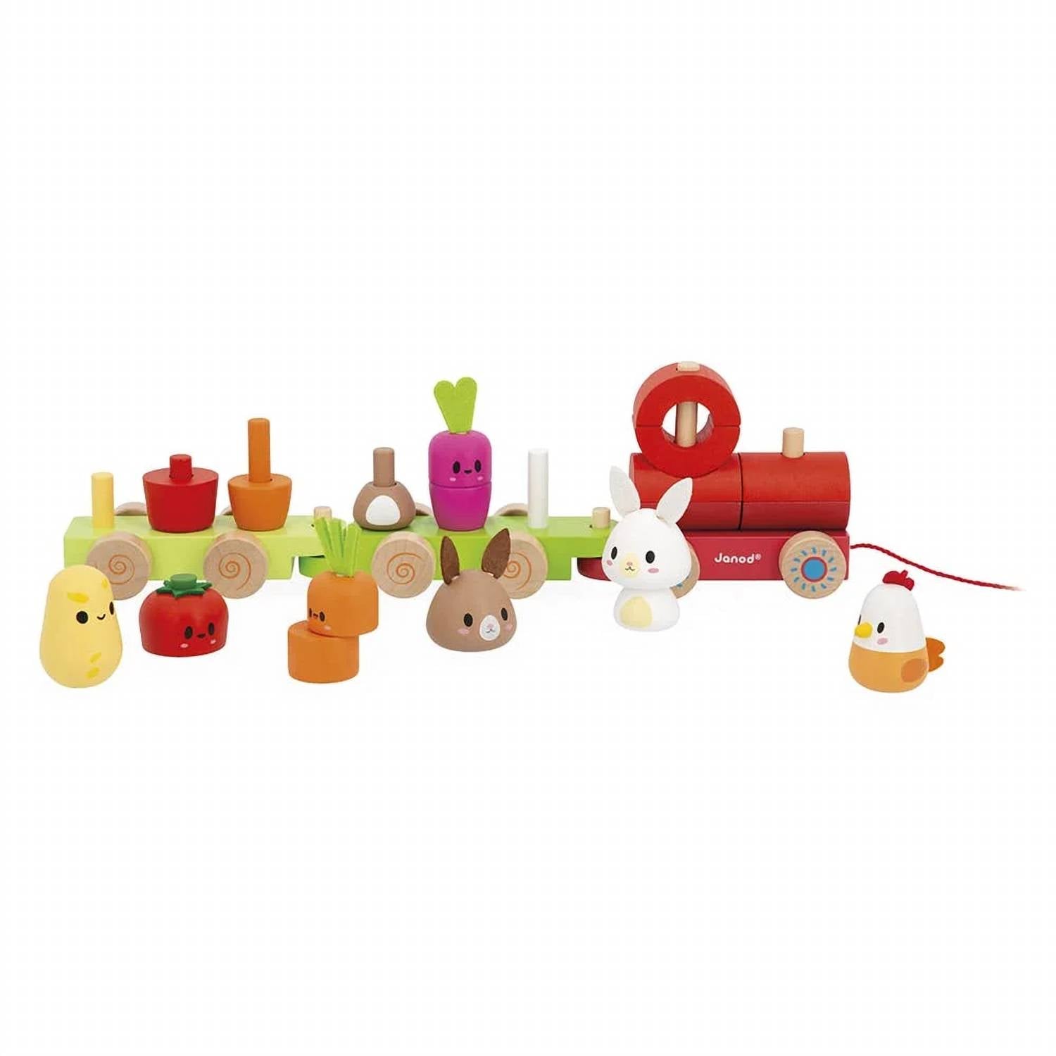 Janod - Farm Pull-along Stacker Train Toys