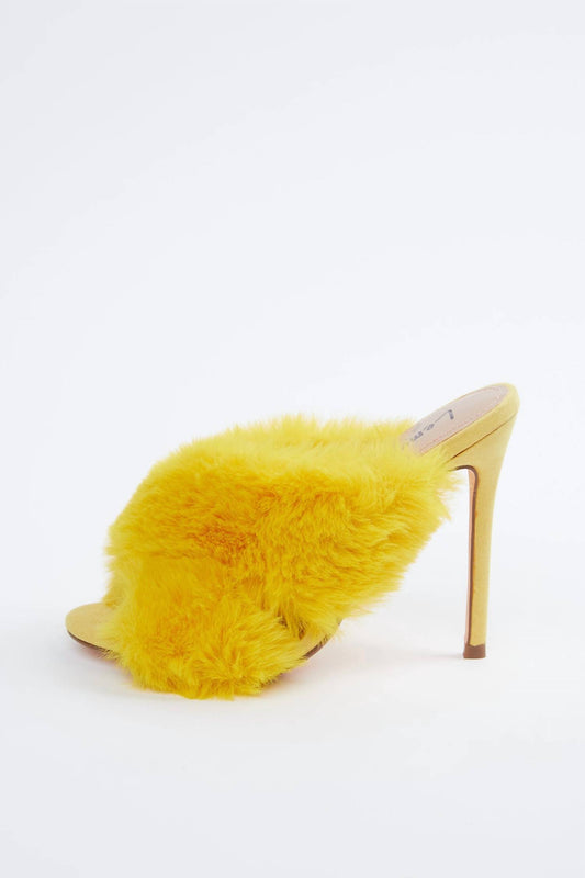 FAUX-FUR VEGETARIAN SUEDE MULES