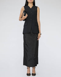 Tibi Recycled Tropical Wool Vest With Blousant Back in black - women's blouse - view 4