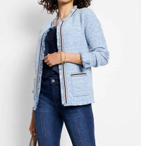 Nic + Zoe - Izara Indigo Fringe Mix Knit Jacket