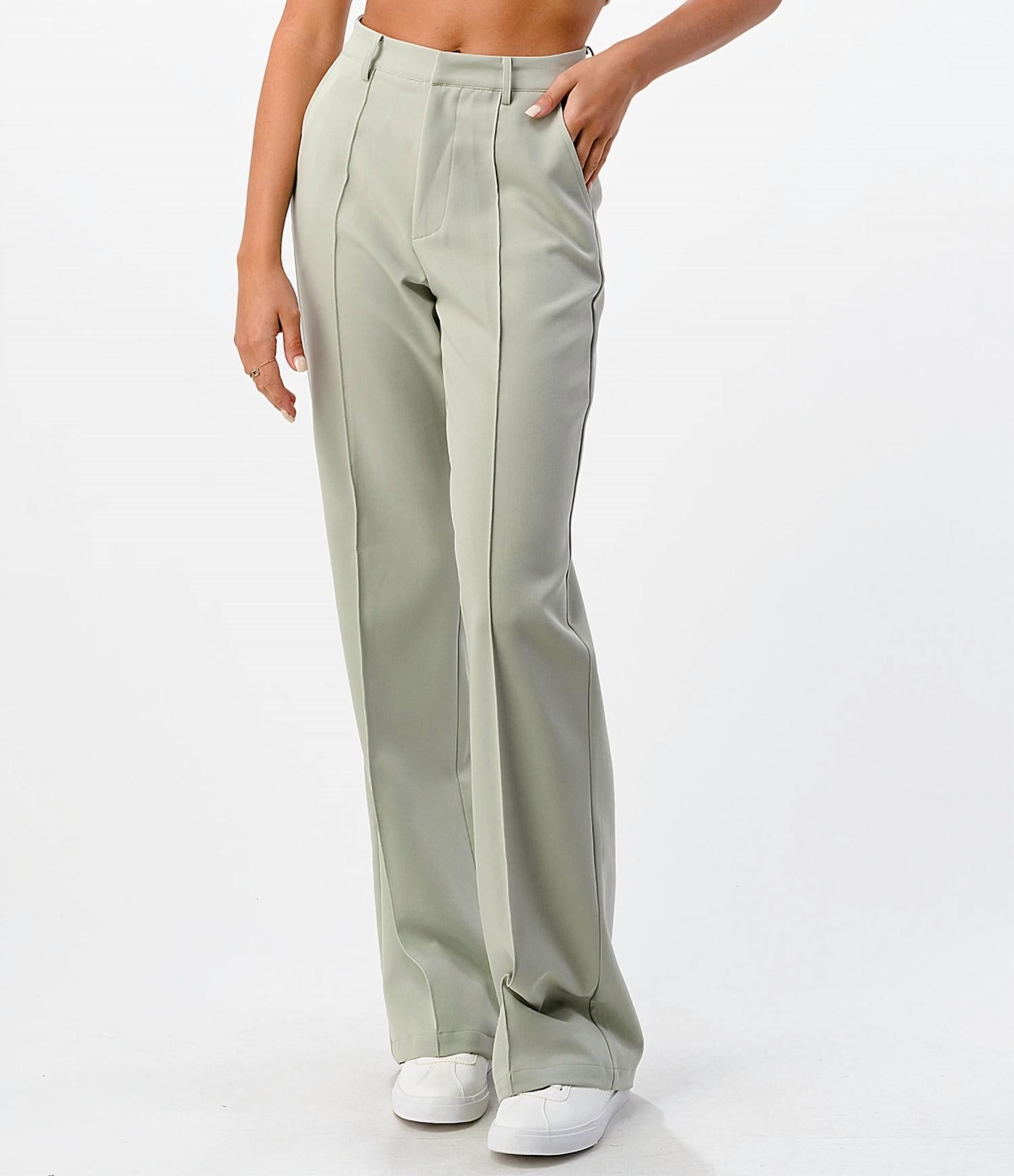 FRONT SEAM WIDE LEG PANTS