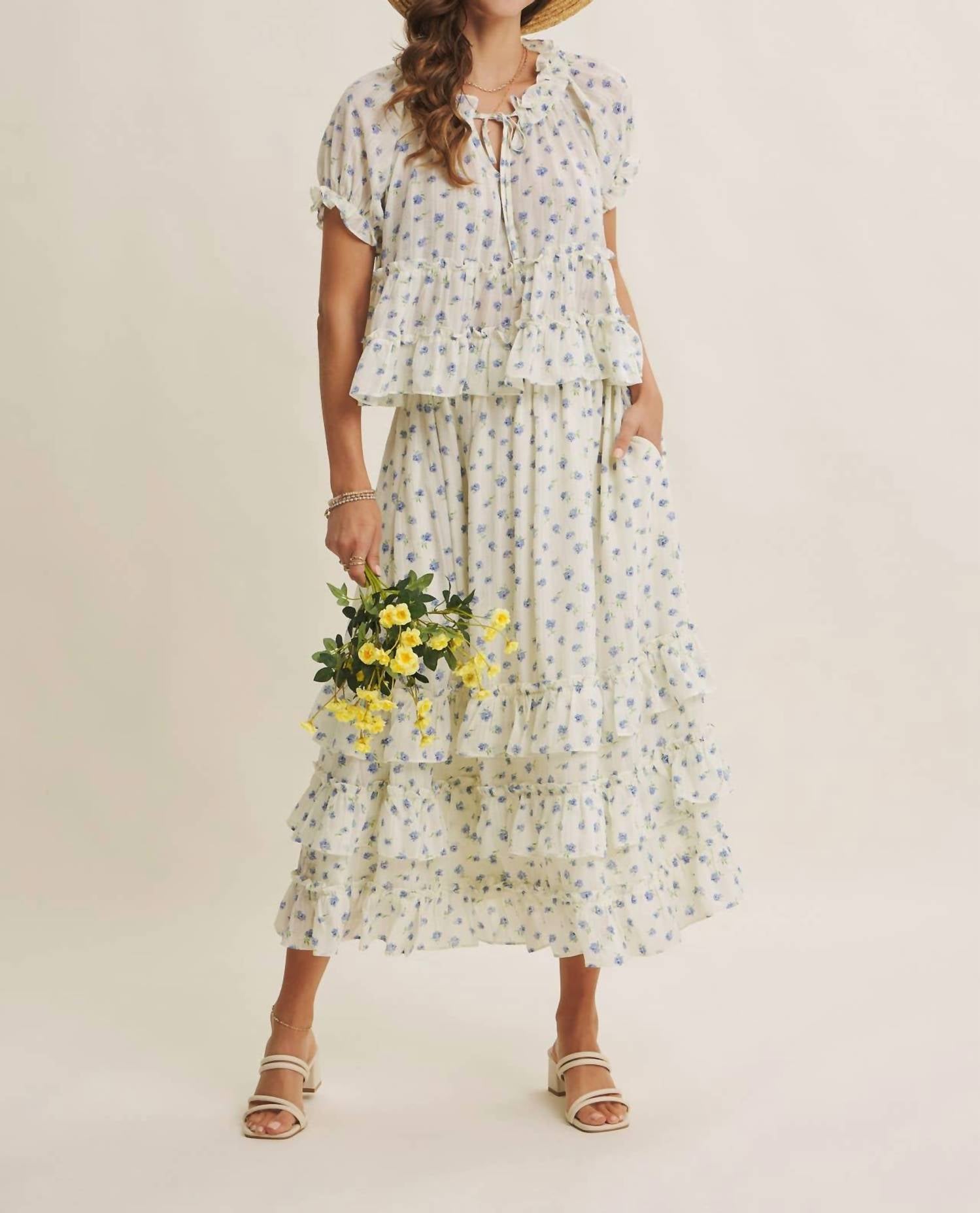 In February - Floral Ruffle Blouse