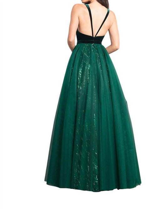 Rachel Allan - Velvet V Neck A-line Prom Gown