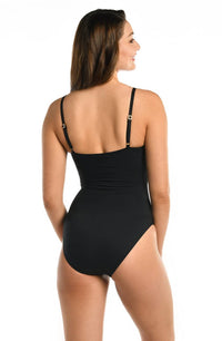 La Blanca Island Goddess Asymmetrical One Piece Swimsuit in black - women's swimwear - alternate view