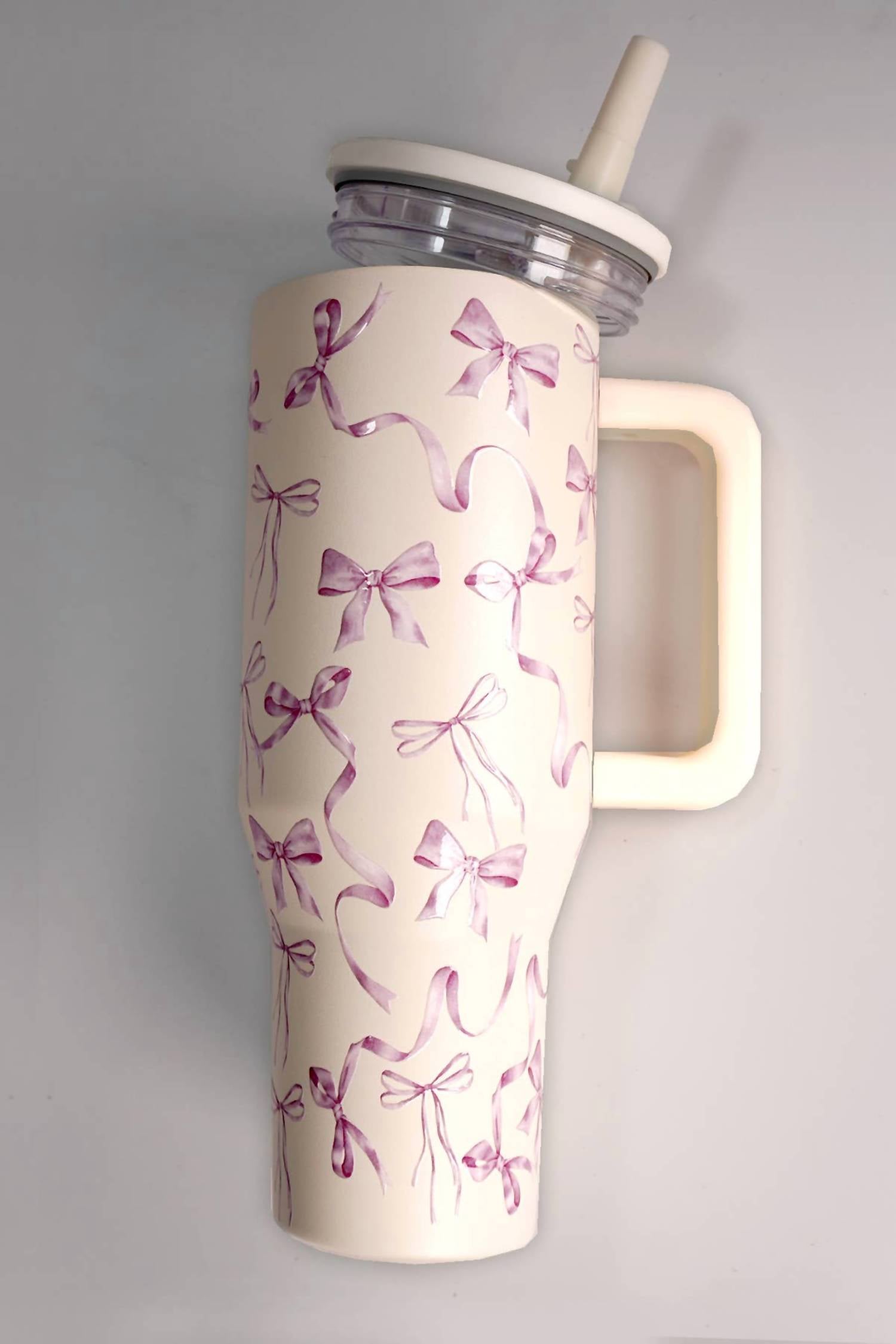 Wall To Wall - 40 Oz Coquette Bow Insulated Stainless Steel Tumbler With Handle