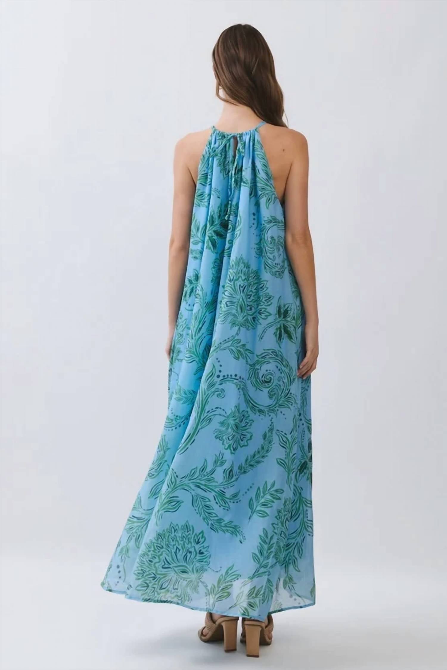 Tcec - Floral High Neck Flowy Maxi Dress
