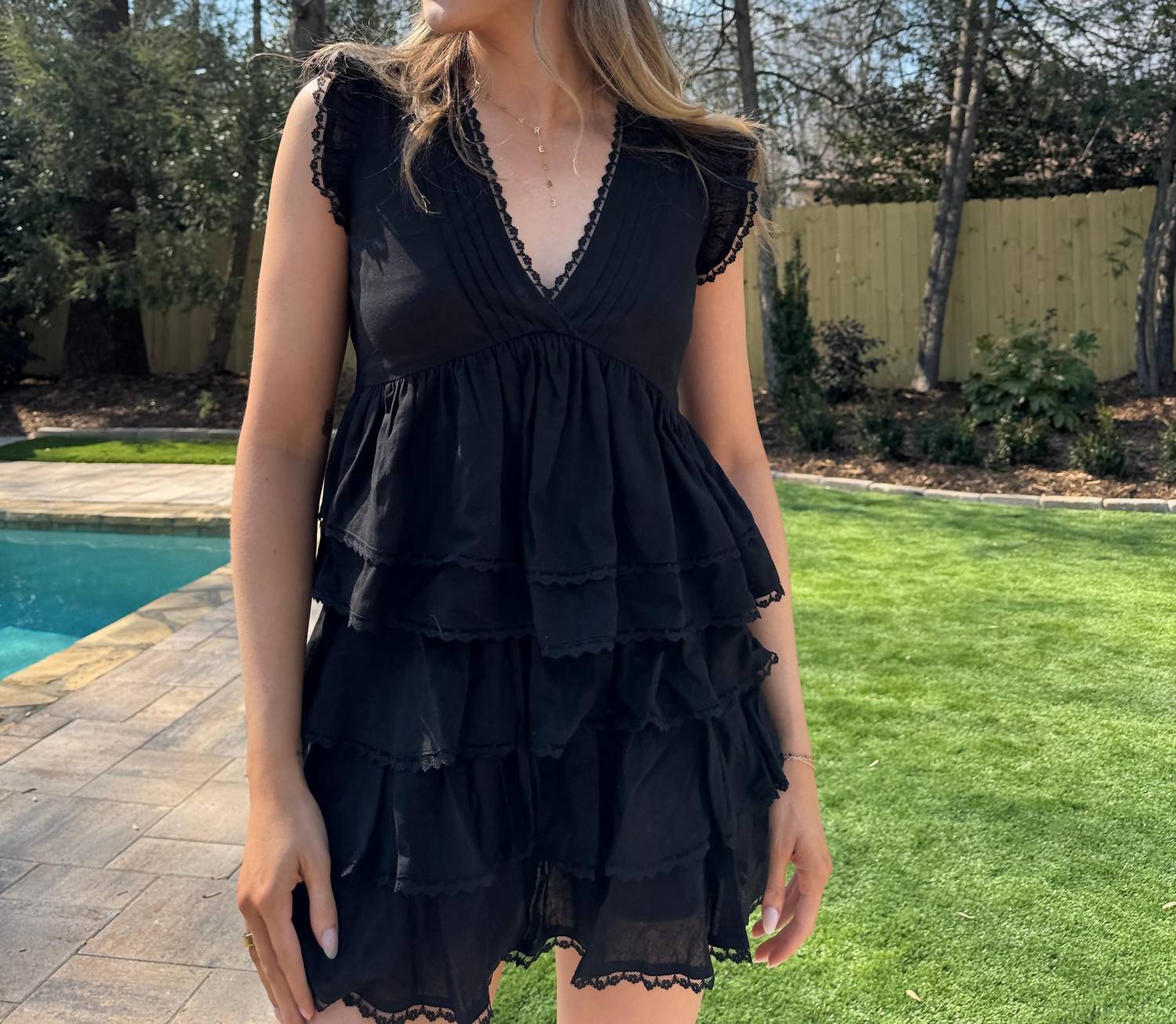 needii Petal & Tie Set in black - women's dress