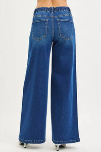 Risen - Elastic Waist Band Mid-rise Pintuck Jean
