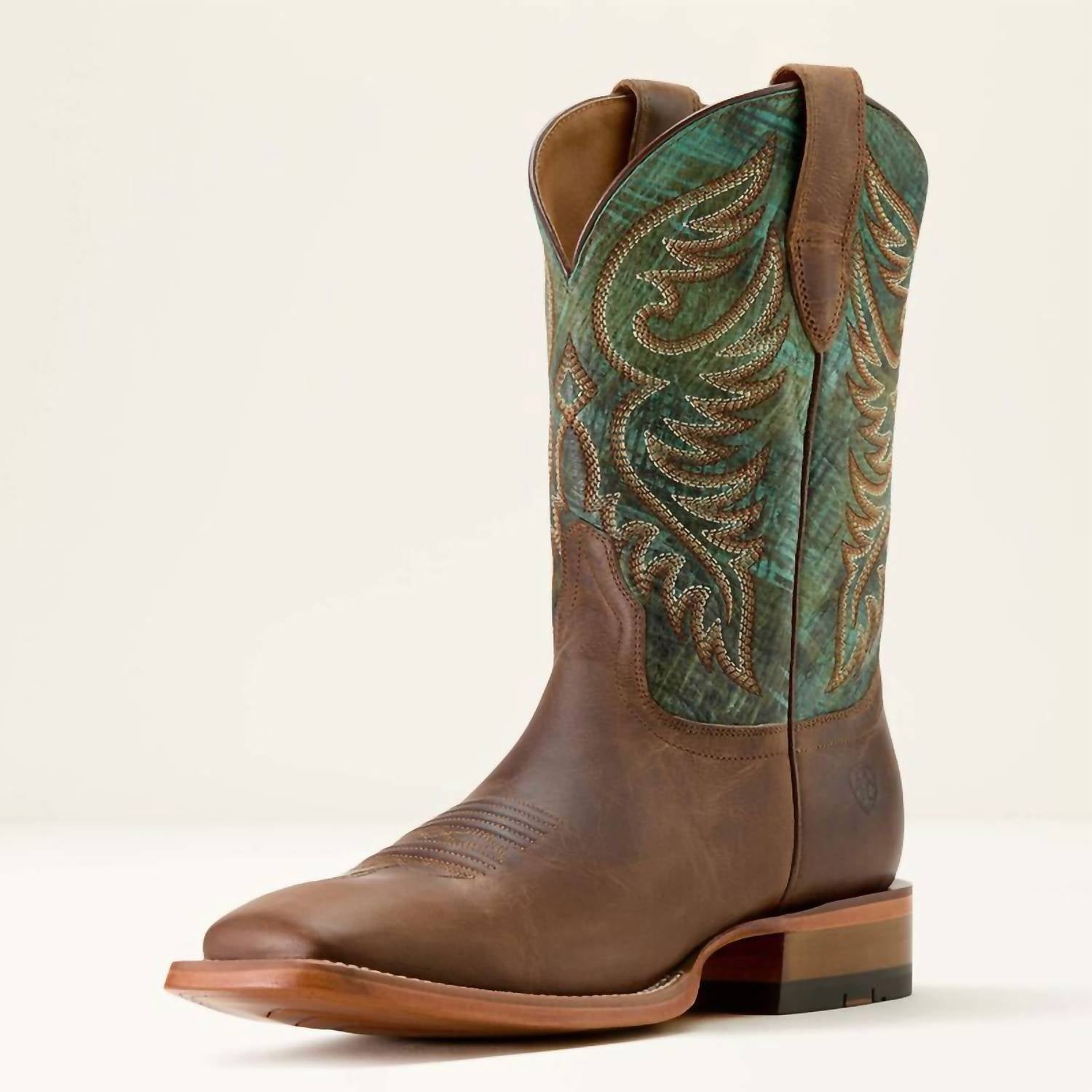 ARIAT Men's Wiley Square Toe Cowboy Boot - Medium in totally tan roaring turquoise - men's boots - alternate view