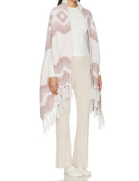 BAREFOOT DREAMS Cozychic Mosaic Wrap in fadeed rose multi - women's scarf - detail view
