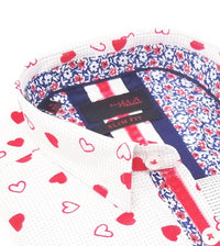 Eight X - Men's Long Sleeve Button Down Shirt With Flocking Hearts
