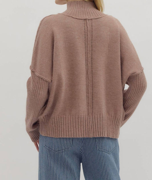 Entro - High Neck Seam Detail Sweater