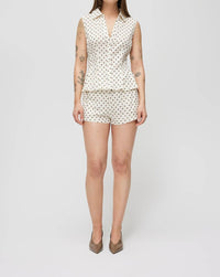 MOD REF Laura Polka Dot Tank Top in cream brown 1 - women's tank top