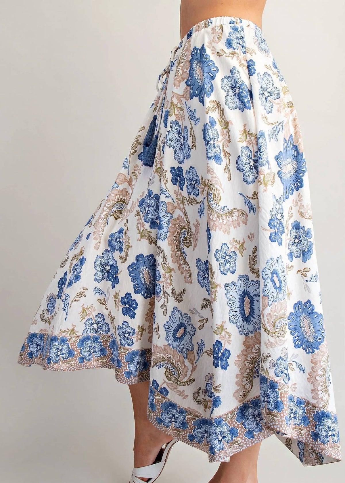 Ee:Some - Floral Print Handkerchief Midi Skirt
