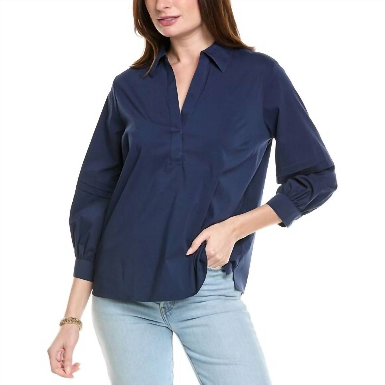 Foxcroft - FRANKIE STRETCH NO IRON POPOVER TOP