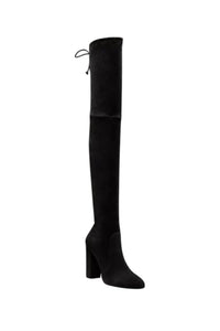 STUART WEITZMAN Women's Ariana 100 City Suede Over The Knee Boot in black - women's shoe - detail view