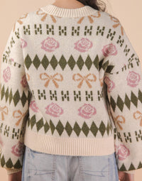 VERY J Twas The Night Long Sleeve Cardigan in beige - women's sweater - detail view