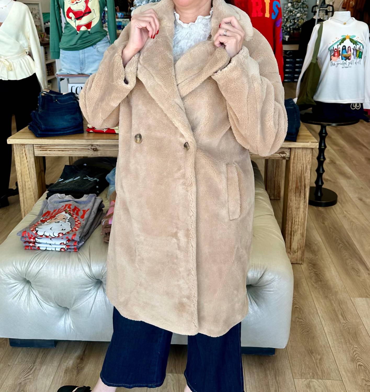 Mystree - Double Breast Faux Fur Coat