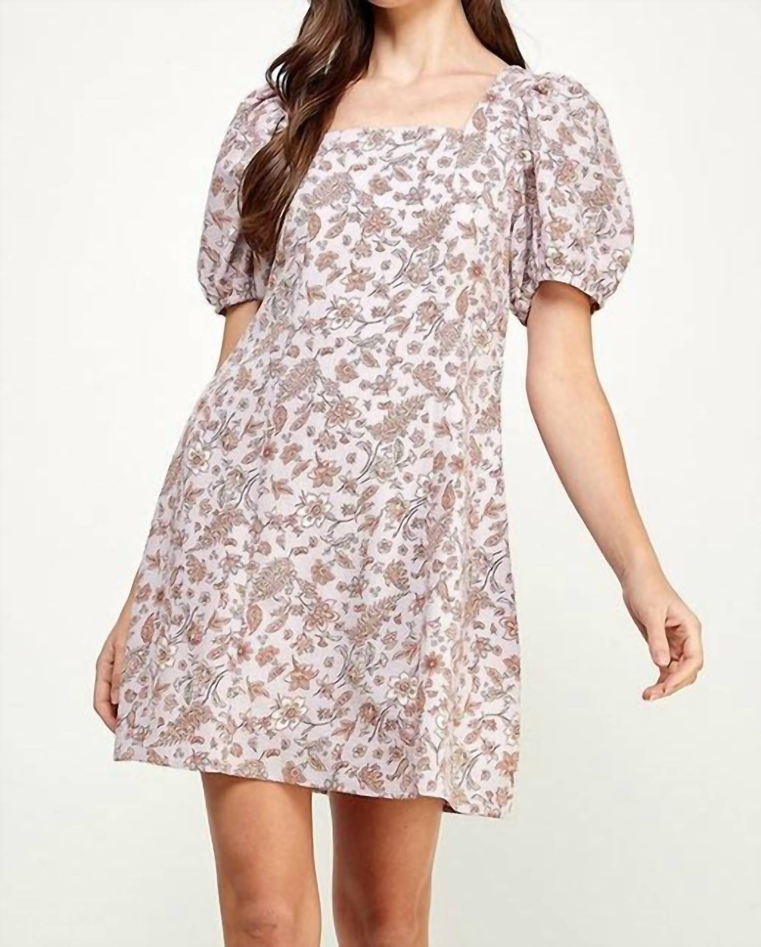 Square neck lilacs dress