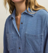Z Supply Reese Jersey Denim Top in santorini indigo - women's shirt - view 4