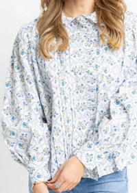 Karlie - Pure Delight French Floral Pleat Ruffle Collar Top