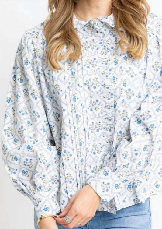 Karlie - Pure Delight French Floral Pleat Ruffle Collar Top