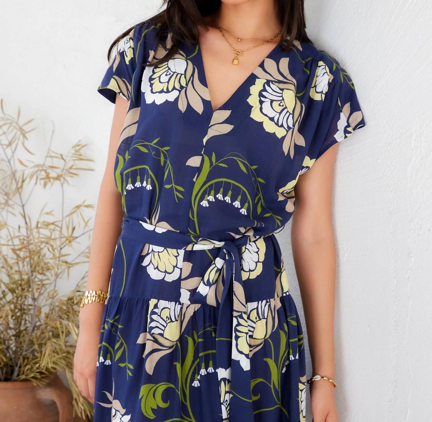 Fifteen Twenty - Kristine Tiered Front-Slit Midi Dress