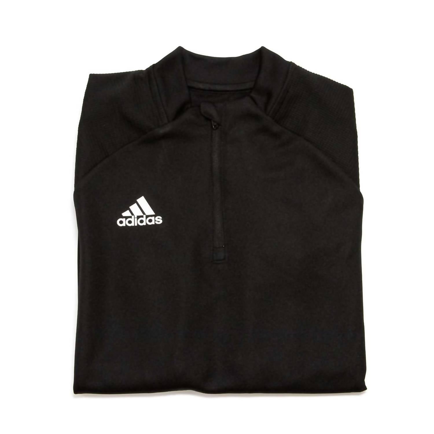 adidas Boy's Condivo 20 Quarter Zip Training Top in black - kids' long sleeve top - detail view